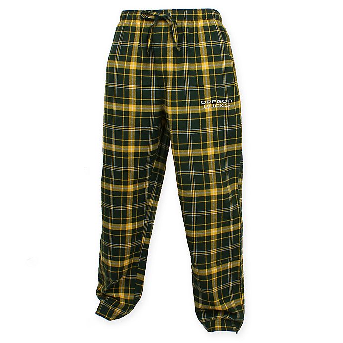 University of Oregon Men's Flannel Plaid Pajama Pant with Left Leg Team Logo