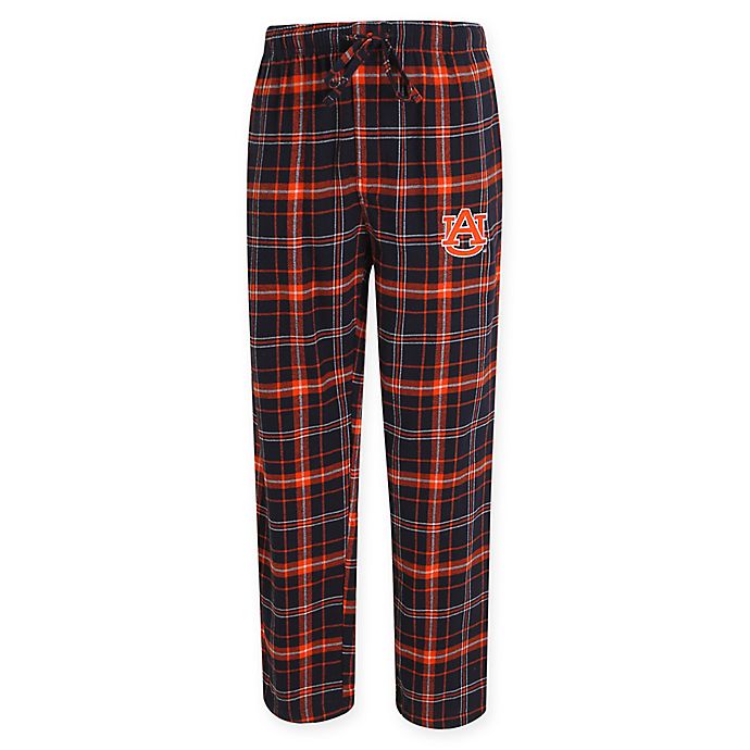 Auburn University Men's Flannel Plaid Pajama Pant with Left Leg Team Logo