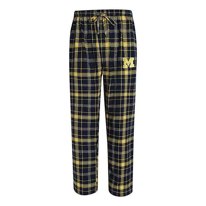 University of Michigan Men's Flannel Plaid Pajama Pant with Left Leg Team Logo
