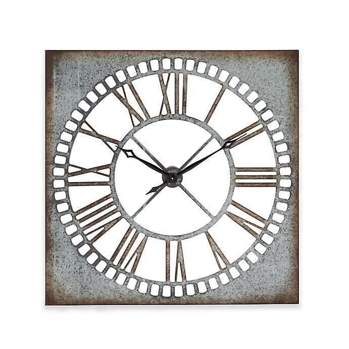 Grey Metal Distressed Mirrored Wall Clock vintage glam rustic wall decor 