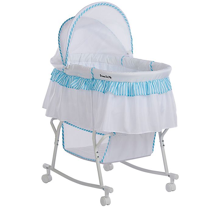 Dream on Me Lacy Portable 2-in-1 Bassinet/Cradle in Blue/White