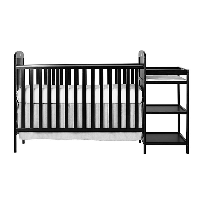 Dream On Me Anna 4-in-1 Convertible Crib and Changing Table Combo in Black