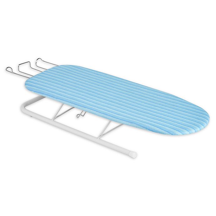 Honey-Can-Do® Deluxe Tabletop Ironing Board with Retractable Iron Rest in White/Aqua