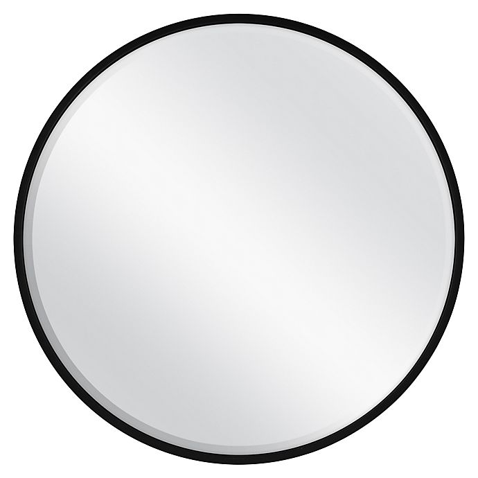 26-Inch Round Metal Wall Mirror in Black