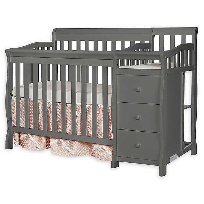 Dream On Me Jayden 4-in-1 Mini Convertible Crib and Changer in Steel Grey