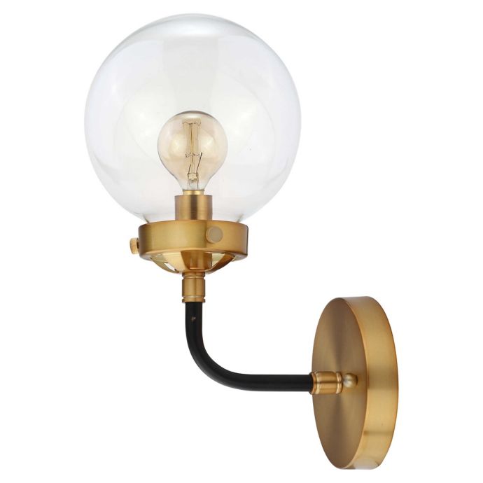 JONATHAN Y Caleb 1-Light 8 Brass Wall Sconce in Black/Brass