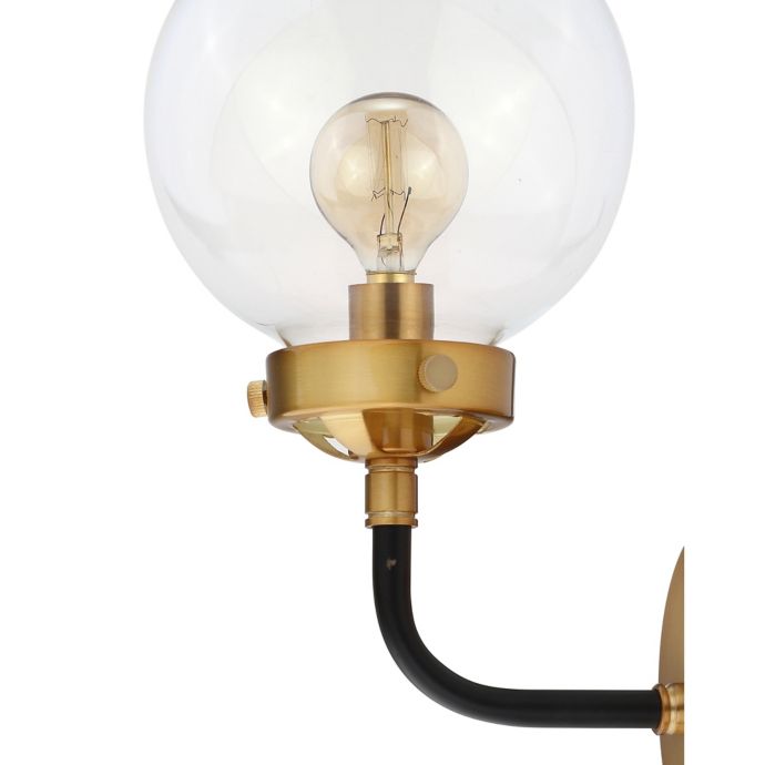 JONATHAN Y Caleb 1-Light 8 Brass Wall Sconce in Black/Brass