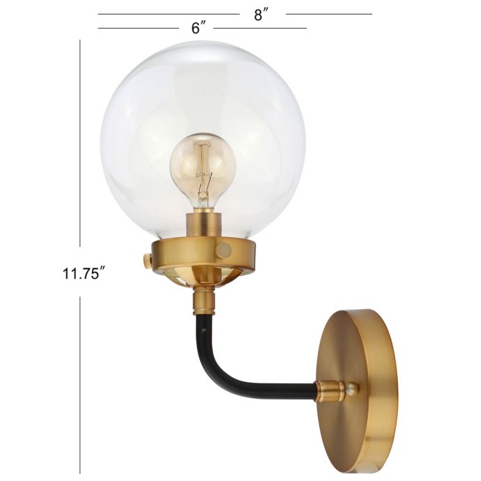 JONATHAN Y Caleb 1-Light 8 Brass Wall Sconce in Black/Brass