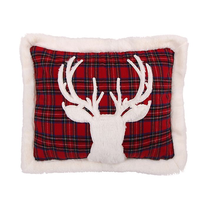 Levtex Home Plaid Deer Oblong Throw Pillow in Red