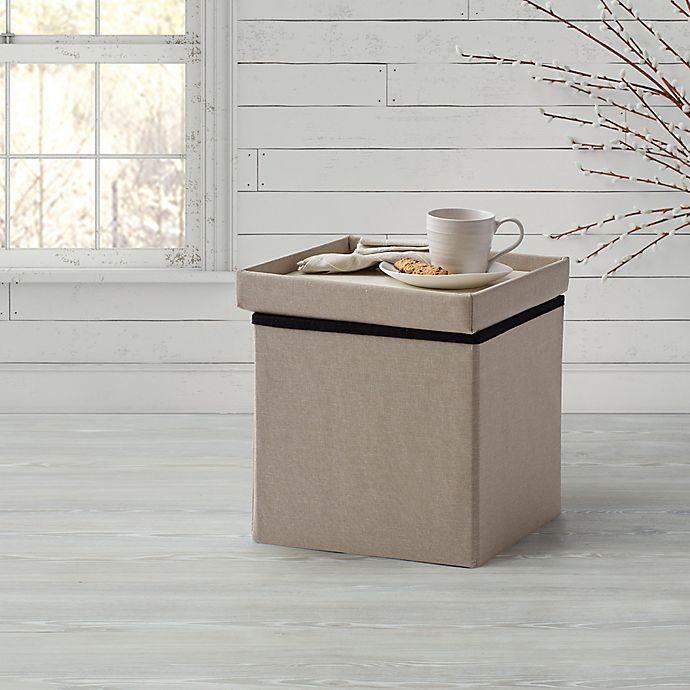 Bee & Willow Home™ Linen Upholstered Ottoman in Taupe
