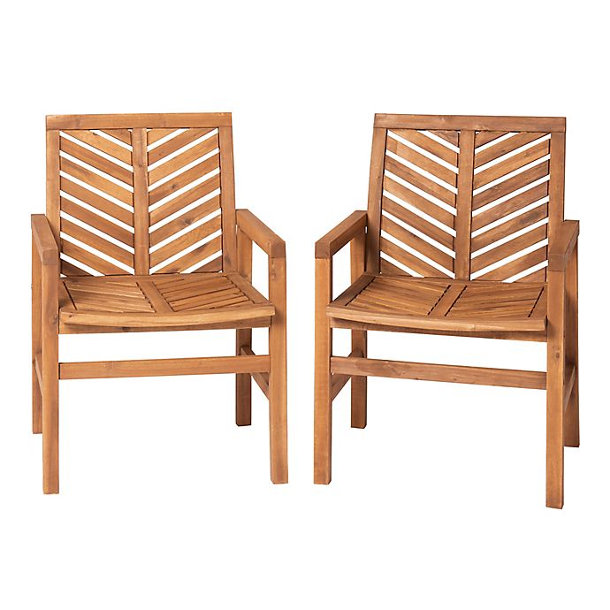 Forest Gate Olive Acacia Wood Outdoor Chairs (Set of 2)