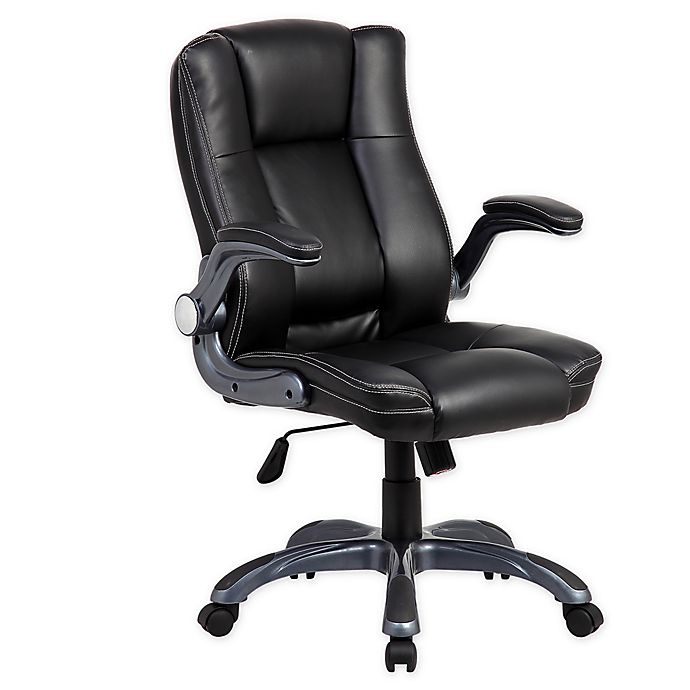 Techni Mobili Medium Back Executive Office Chair with Flip-up Arms in Black