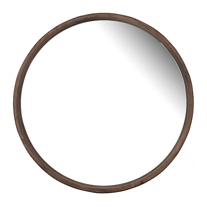 A&B Home Thayne 27.5-Inch Round Mirror in Wood