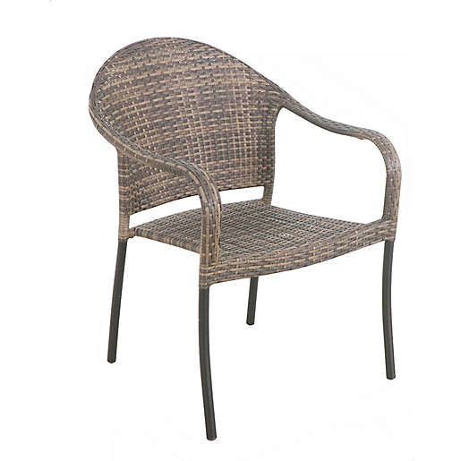 Barrington Wicker Stackable Patio, Wicker Patio Dining Chairs Brown