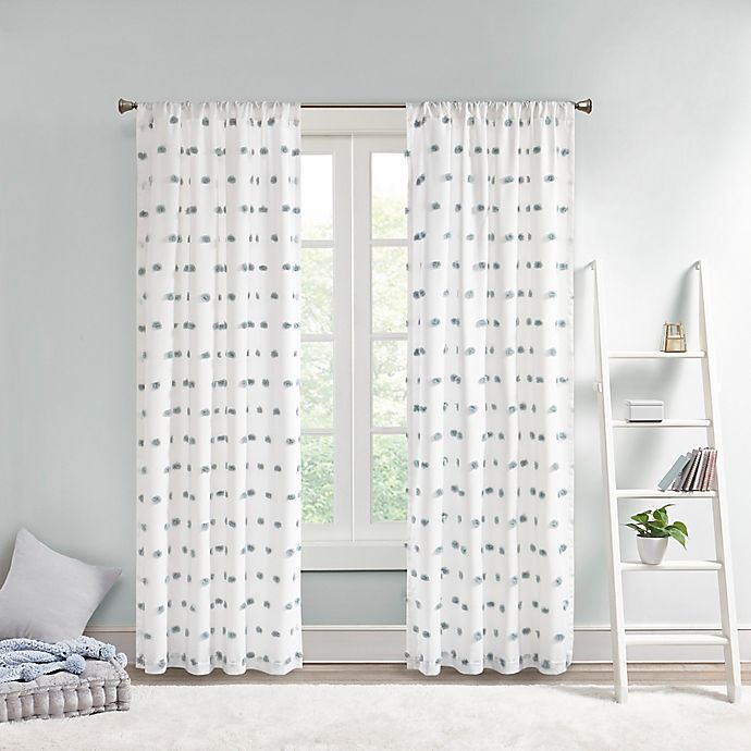 Intelligent Design Sophie 63-Inch Pom Pom Embellished Curtain Panel in Dusty Blue (Single)