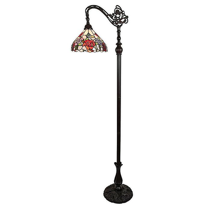 Tiffany Style Roses Adjustable Reading Floor Lamp