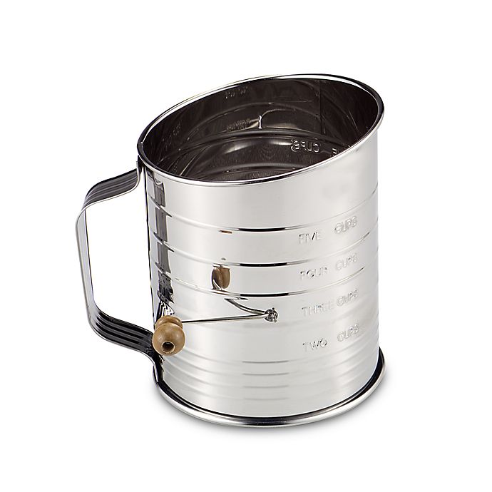 Stainless Steel Hand-Crank Flour Sifter Generous 5 Cup Capacity 4-Wire 
