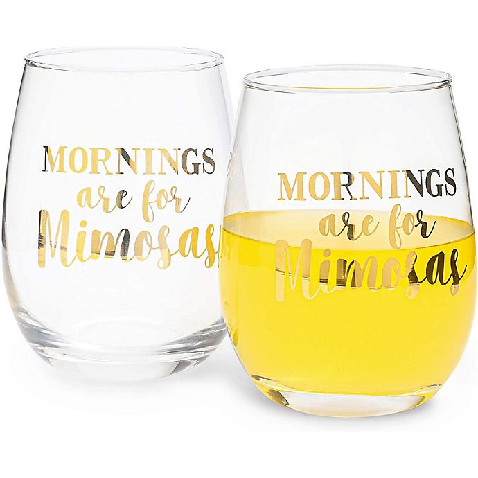 Sparkle and Bash Mornings Are for Mimosas Stemless Wine Glass (16 oz, 2 Pack)