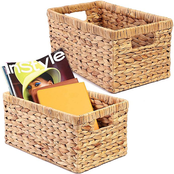 Juvale Hand Woven Rectangular Wicker Baskets (2 Pack)