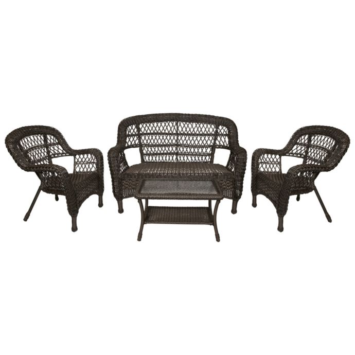 Northlight 4-Piece West Bay Dark Brown Resin Wicker Outdoor Patio