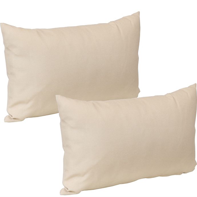 Sunnydaze 2 Outdoor Lumbar Throw Pillows - 12 x 20-Inch - Beige