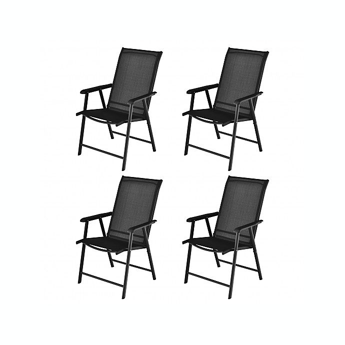 Costway 4-Pack Patio Folding Chairs Portable for Outdoor Camping-Black
