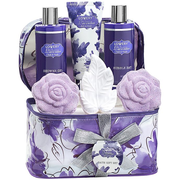 Lovery Bath And Body Gift Set - Lavender & Jasmine - XL Bath Bombs - Cosmetic Bag