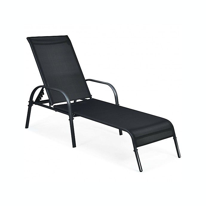 Costway Adjustable Patio Chaise Folding Lounge Chair with Backrest-Black