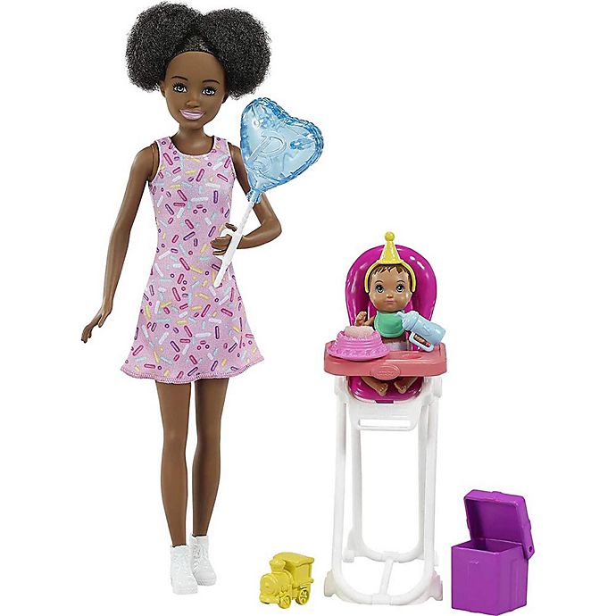 Barbie Skipper Babysitters Inc. Brunette Skipper Doll, Color-Change Baby Doll, & High Chair
