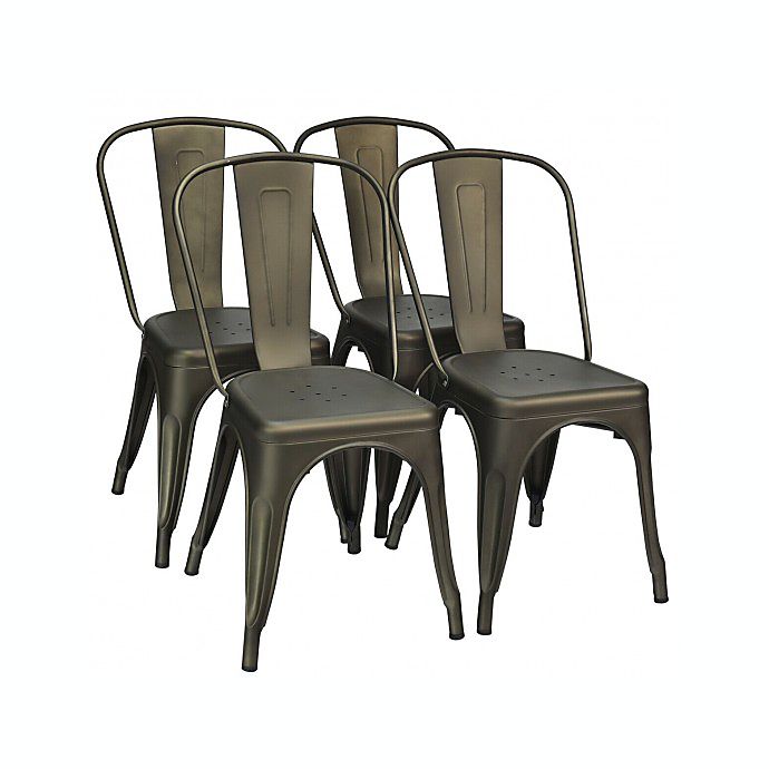 Costway 4 Pcs Modern Bar Stools with Removable Back and Rubber Feet-Gun