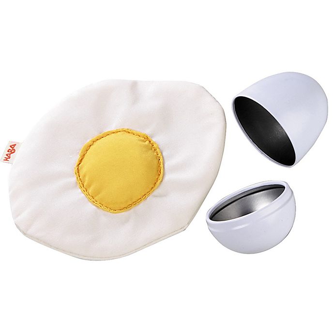 HABA Biofino Soft Fabric Fried Egg in Metal Shell Washable Plush Play Food 
