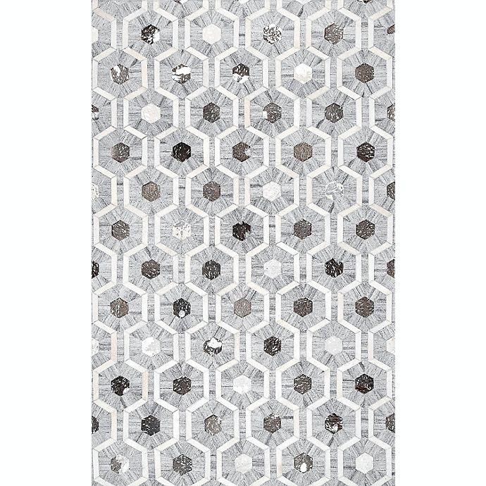 nuLOOM Ivanna Leather Honeycomb Trellis Area Rug, 5' x 8', Gray