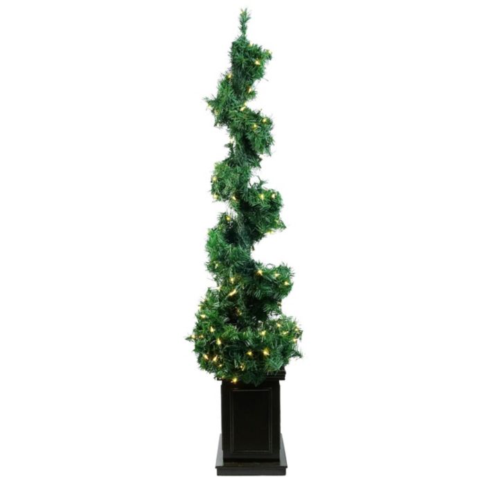 Allstate 5' PreLit Potted Helix Spiral Artificial Topiary Tree Clear
