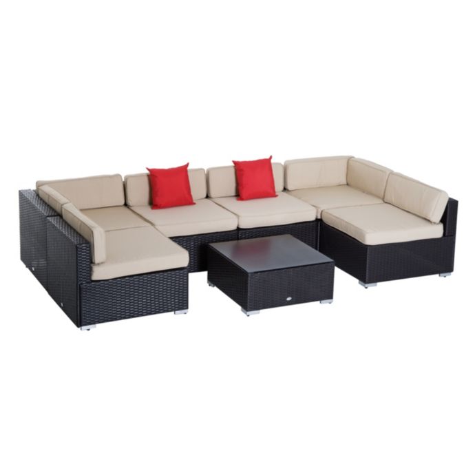 Outsunny 7 PCS PE Rattan Outdoor Conversation Sofa Set Sectional Patio ...