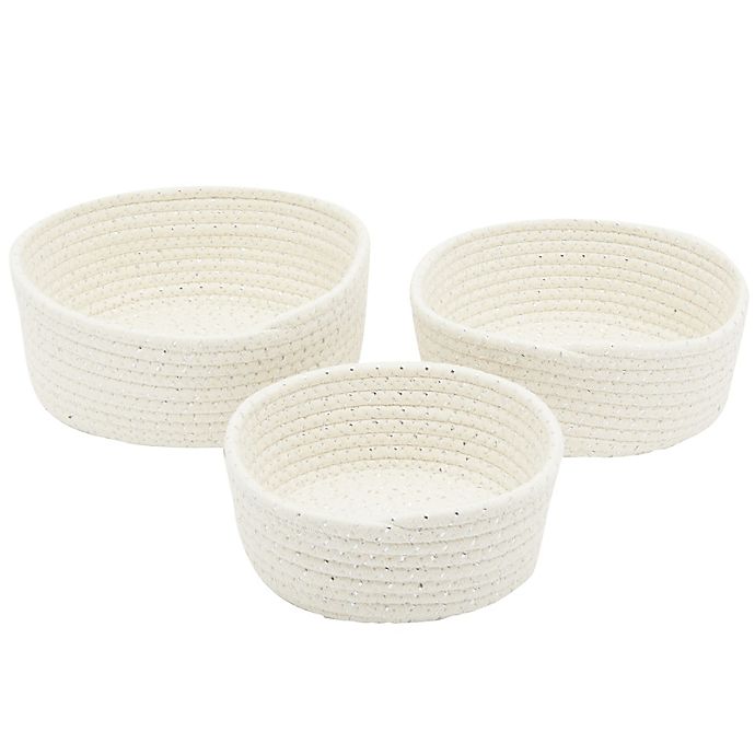 Farmlyn Creek Woven Rope White Storage Baskets, Set of 3 for Organizing (3 Assorted Sizes)
