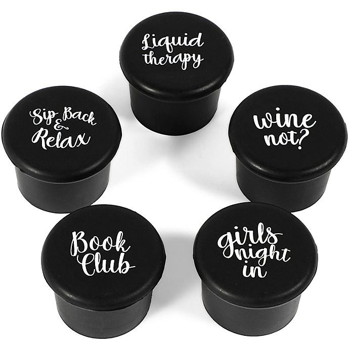 Okuna Outpost Reusable Wine Bottle Stoppers Gift Set, Silicone (1 Inch, 5 Pack)