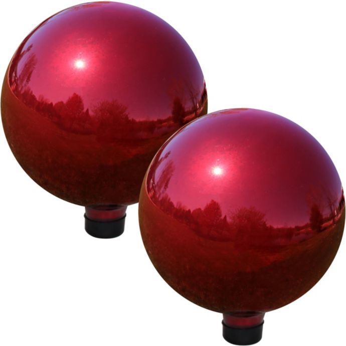 Sunnydaze Glass Gazing Globe Ball with Mirrored Finish Red 10Inch 2 Pack Bed Bath & Beyond