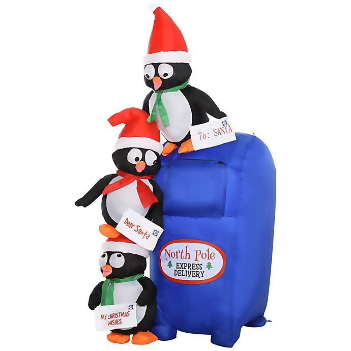 Christmas Air Blown Inflatable Yard Art Decoration Greeting Penguin Family Gifts 