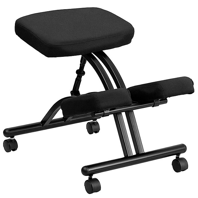 Flash Furniture Mobile Ergonomic Kneeling Office Chair in Black Fabric