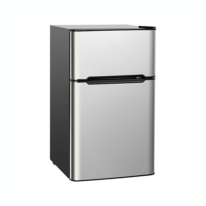 Costway 3.2 cu ft. Compact Stainless Steel Refrigerator-Gray