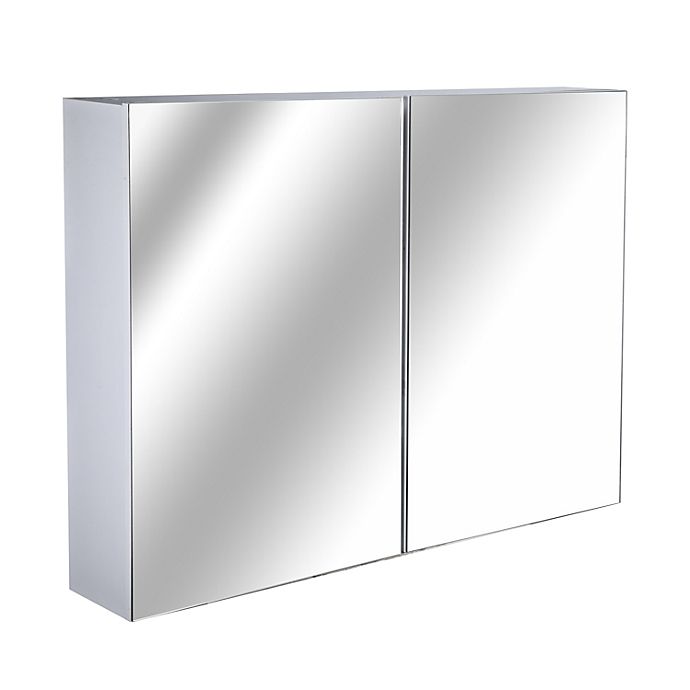 Bathroom Wall Cabinet Mirror Storage Cupboard Double Door Wall Hung Modern White 