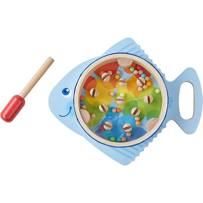 HABA Musical Drumfish - 3 Percussion Instruments in 1 - Drum, Rhythm Stick & Maraca - Brightly Colored for Ages 2+
