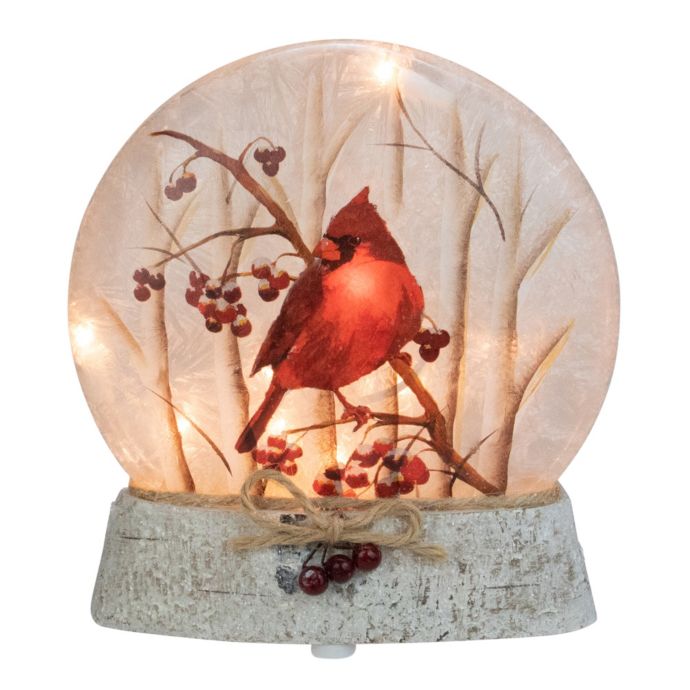 Stony Creek 8" Brown and Red Lighted Cardinal Winter Wonderland