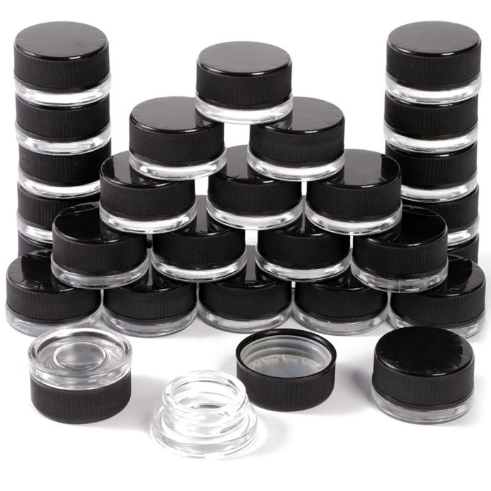 Juvale Clear Glass Jars with Black Lids for Cosmetics (0.24 oz, 30 Pack