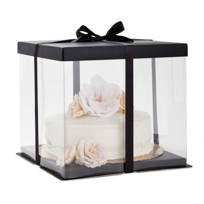 Juvale 4 Pack Tall Cake Boxes with Ribbon, Clear Carriers for 10Inch