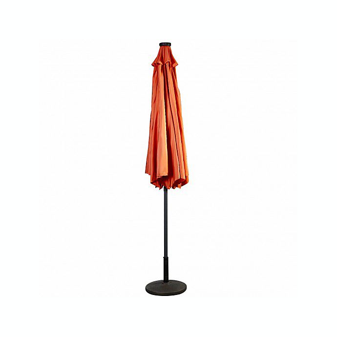 Costway 10 ft Patio Solar Umbrella with Crank and LED Lights-Orange