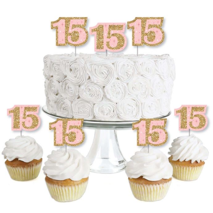 Big Dot of Happiness Mis Quince Anos Dessert Cupcake Toppers