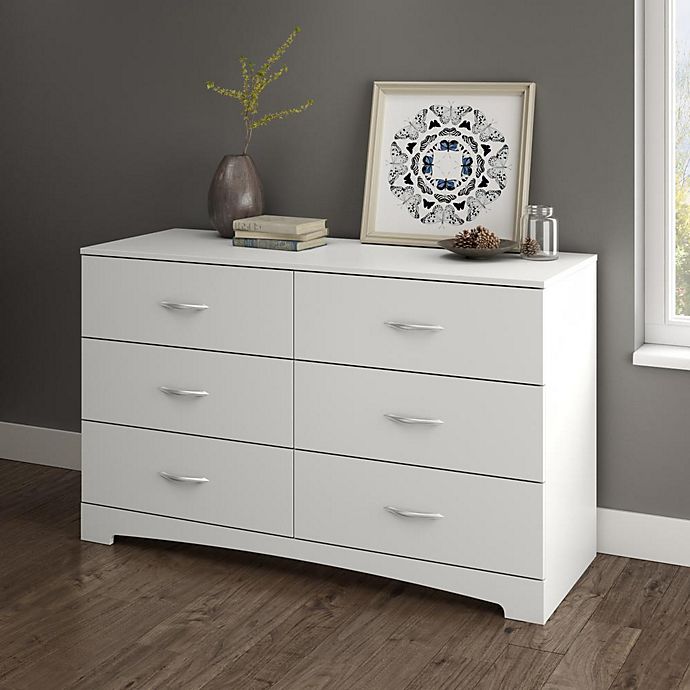 South Shore Affinato Kids 6 Drawer Double Dresser in Pure White Finish 