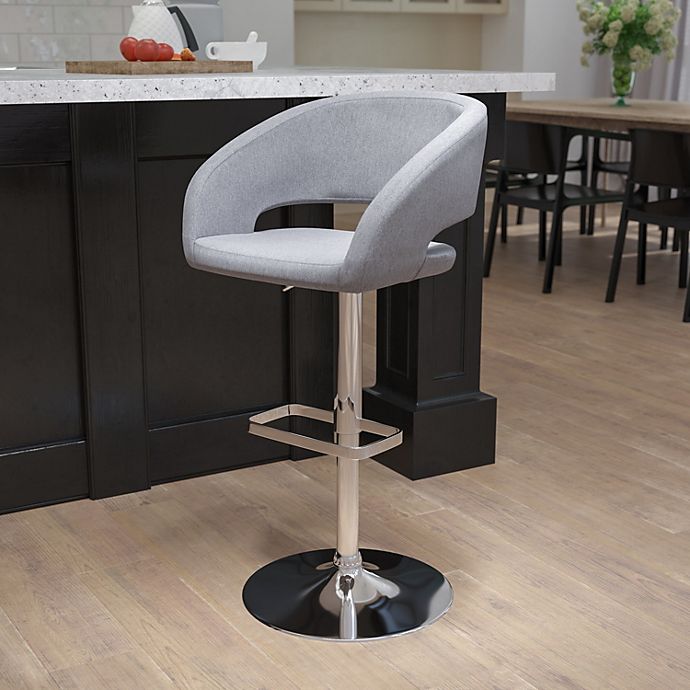Flash Furniture Contemporary Gray Vinyl Adjustable Height Barstool W/Chrome Base 