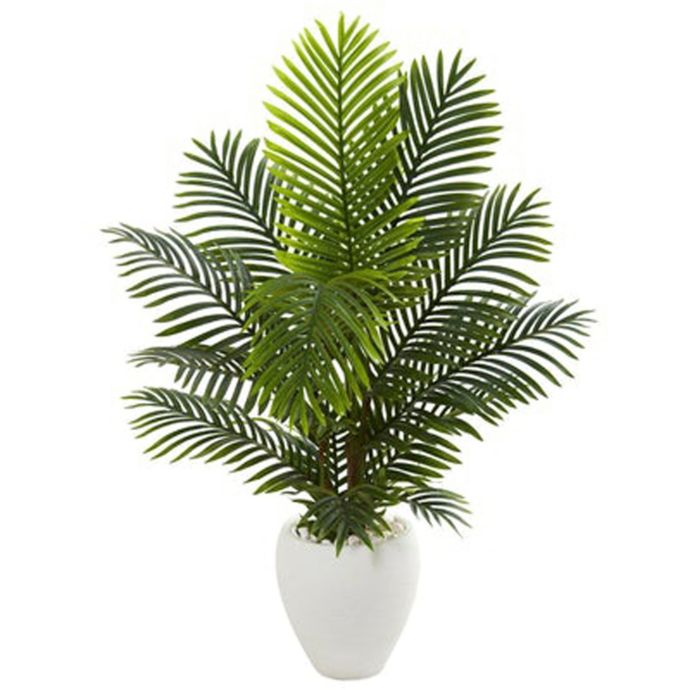 Nearly Natural Decorative 4 5 Paradise Palm Artificial Tree In White Planter Bed Bath Beyond
